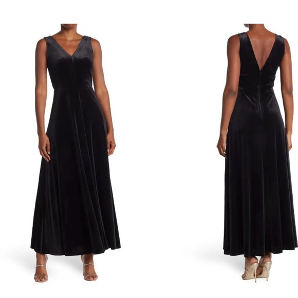 V-Neck Velvet Maxi Dress - Picture 1 of 6